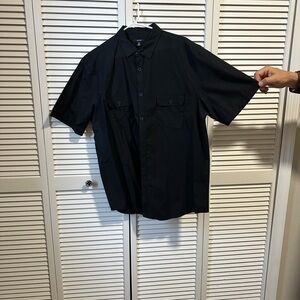 Alfani Black Short-Sleeve Button-Down Shirt